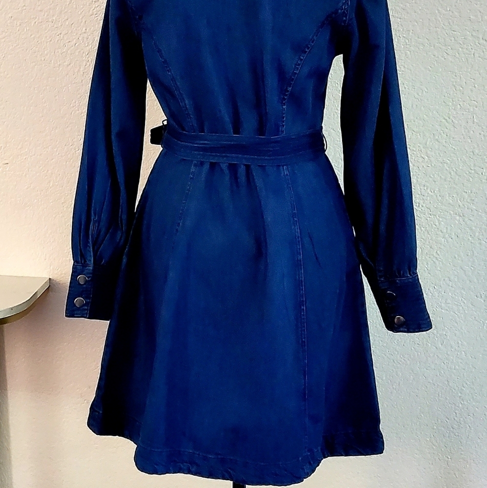 Belted Blue Denim Dress - Picture 4 of 4